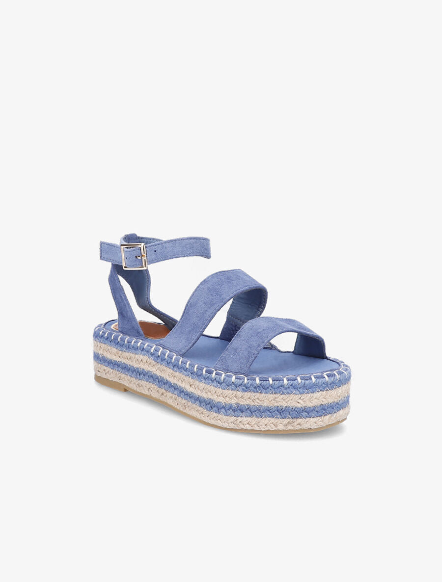 Nu-pieds en suédine à double ganses - Bleu - 2