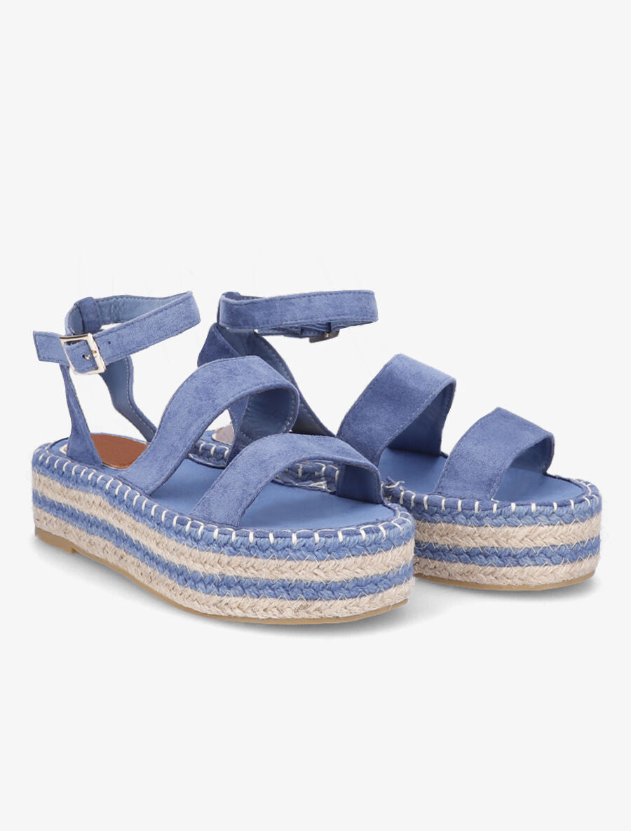 Nu-pieds en suédine à double ganses - Bleu - 4