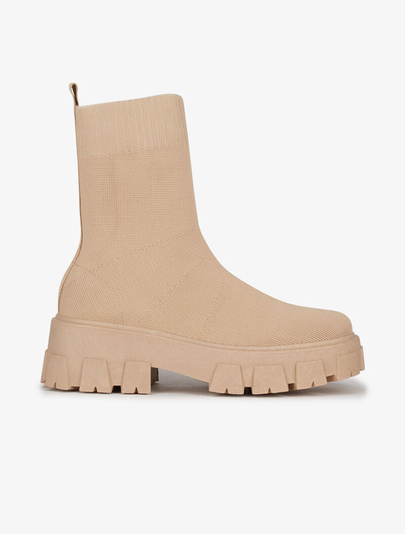 Bottines en tissu stretch à semelles crantées - Taupe - 2