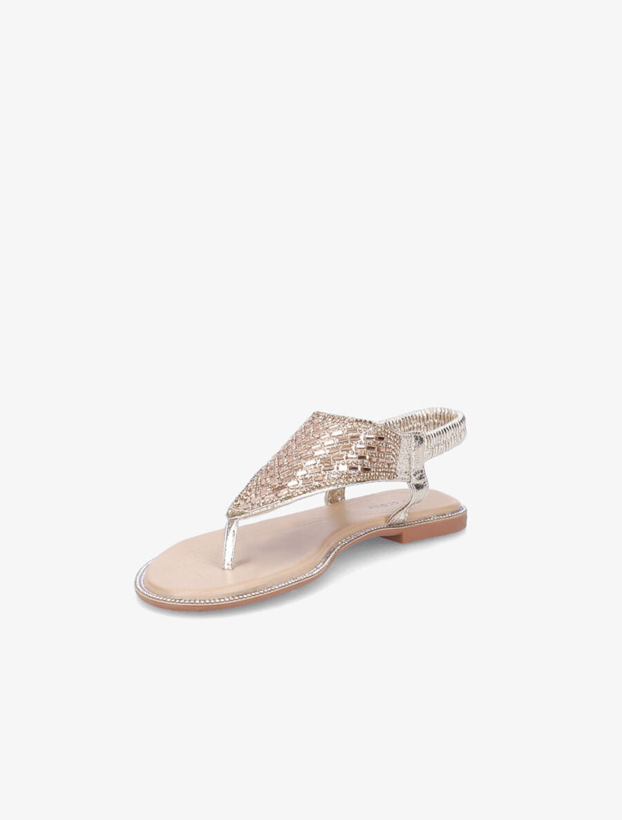 Nu-pieds à brides en T à strass - Or - 2
