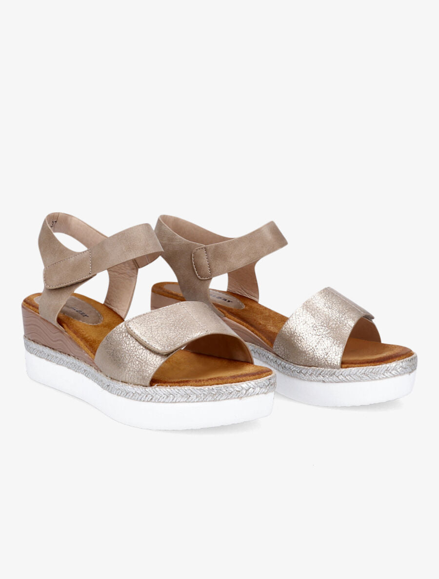 Nu-pieds compensés à double scratch - Taupe - 4