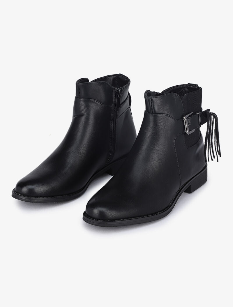 Boots à boucle à franges - Noir - 5
