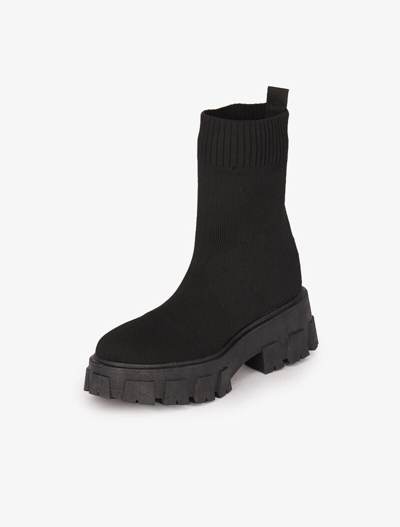 Bottines en tissu stretch à semelles crantées - Noir - 4