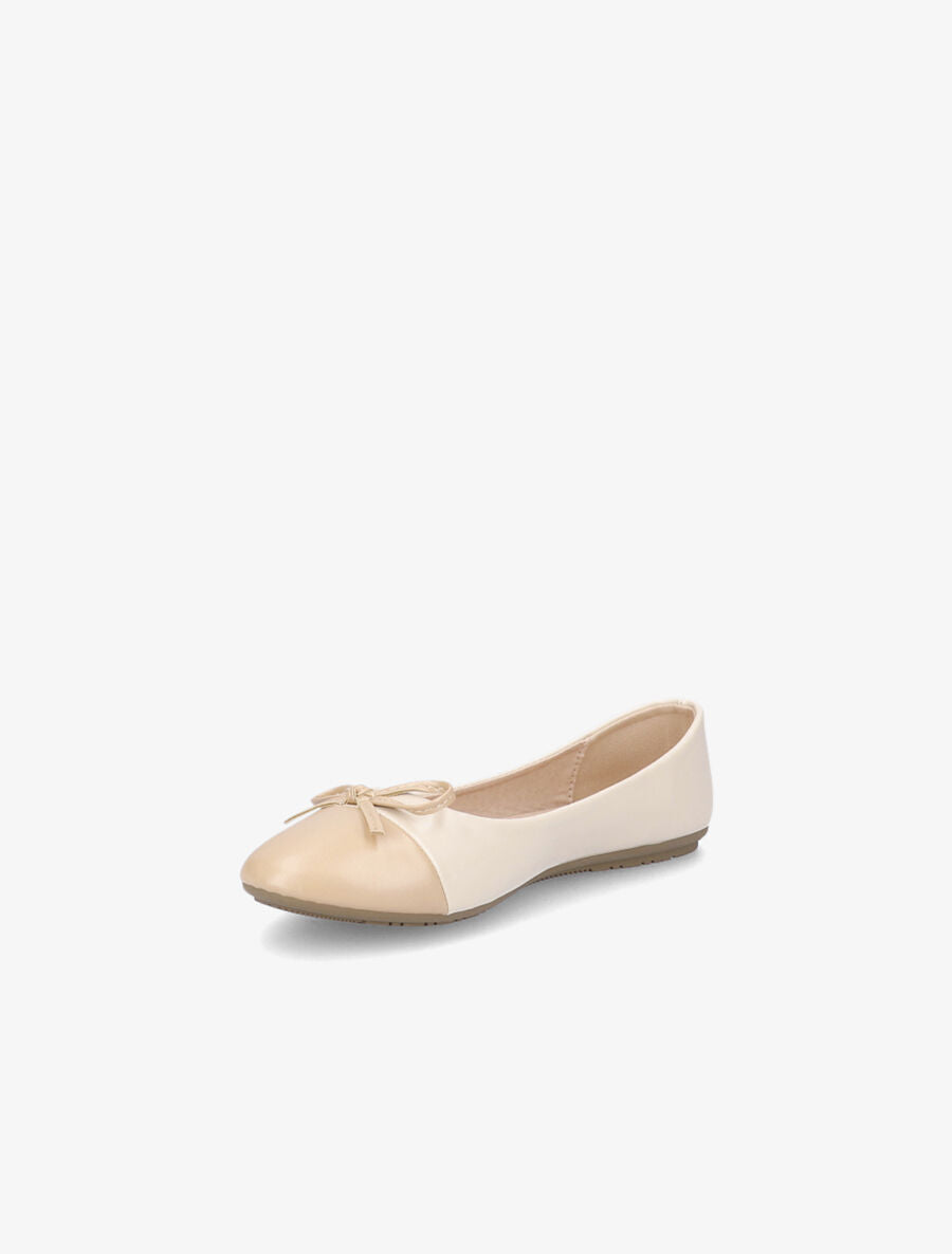 Ballerines en simil à détail nœud - Nude - 3
