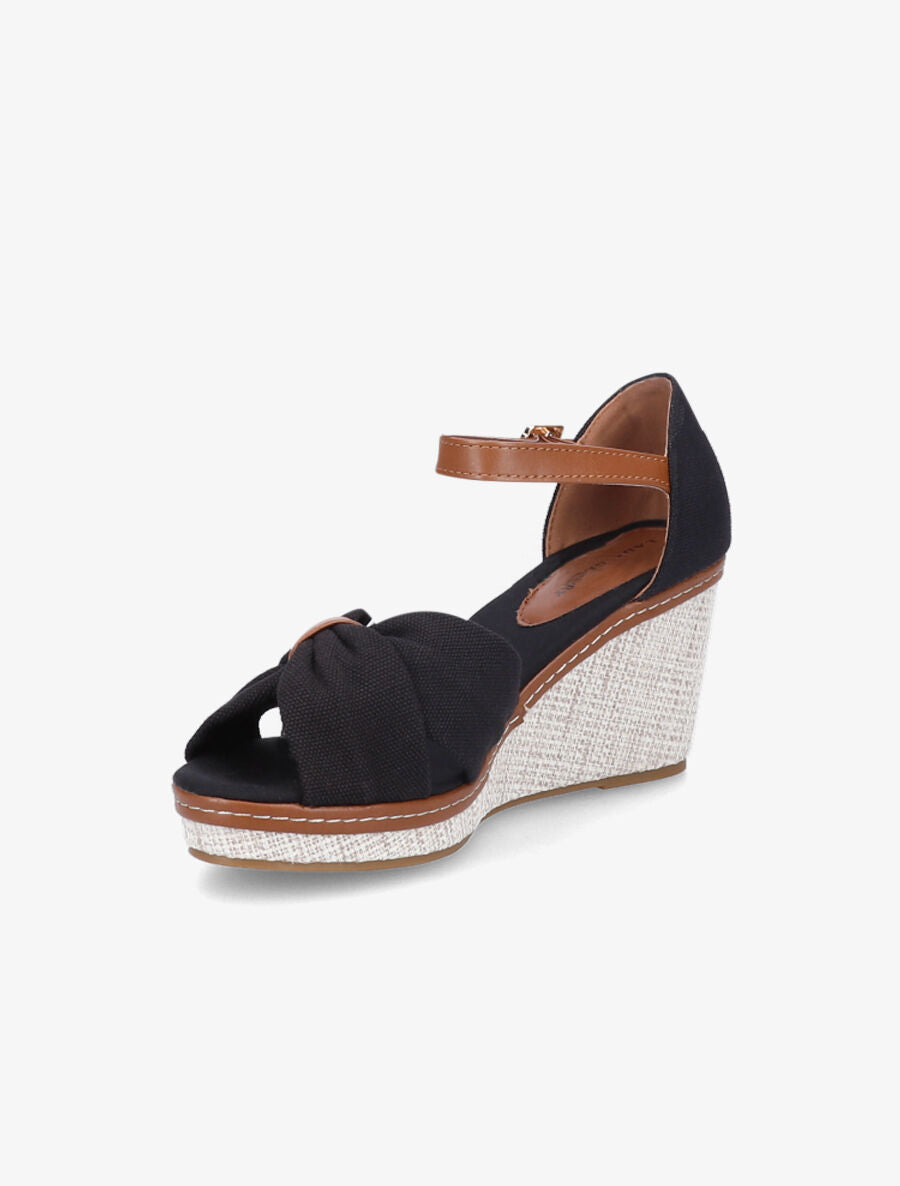 Sandales compensées à ganse style noeud - Noir - 3