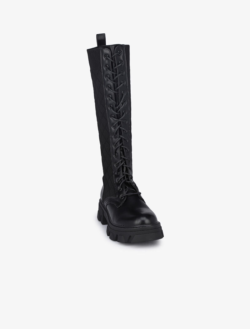 Bottes matelassées à lacets style rangers - Noir - 2