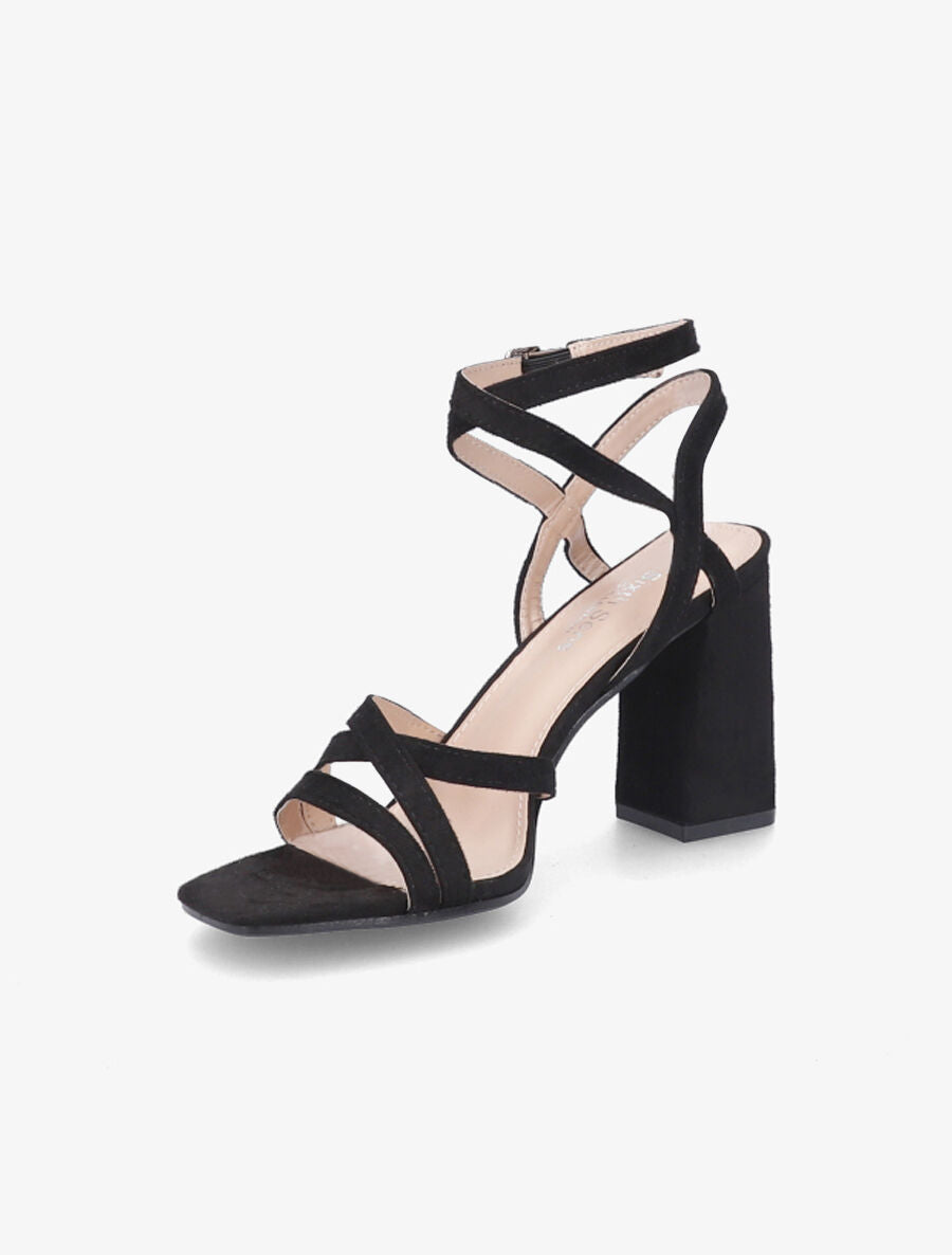 Sandales à brides entrelacées en suédine - Noir - 3
