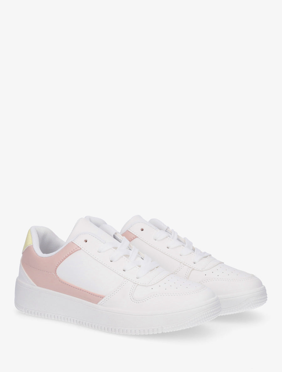 Sneakers à blocs colorés - Blanc/rose - 4