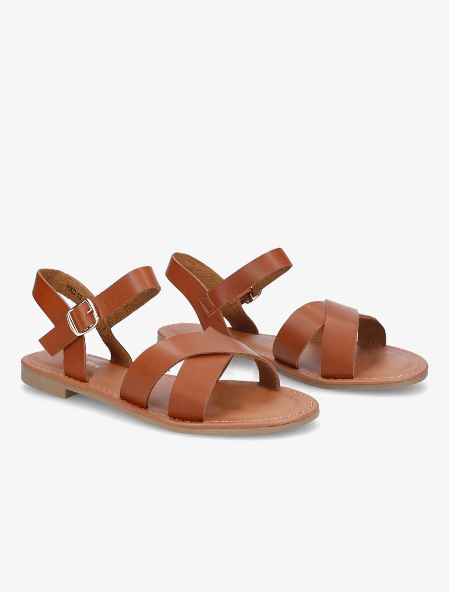 Nu-pieds à brides croisées - Camel - 4