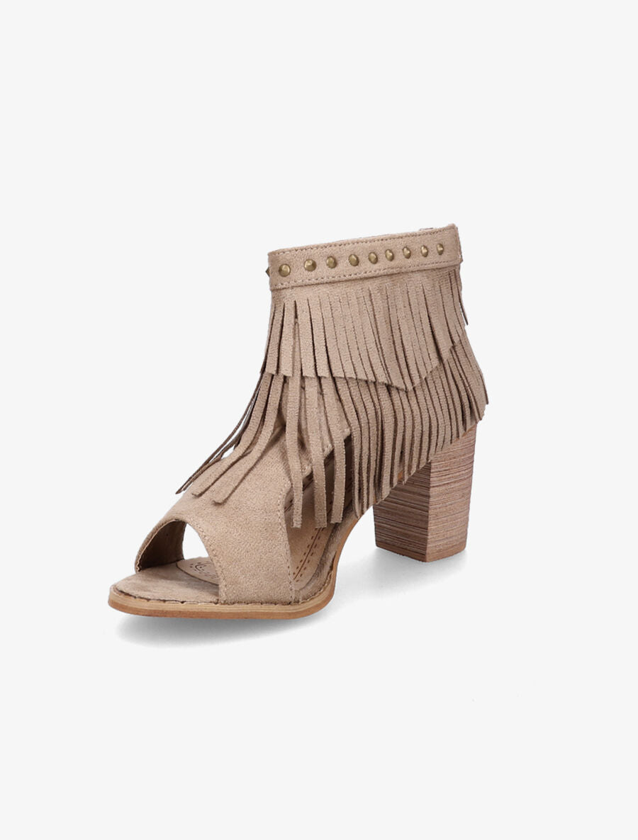 Sandales à franges et clous - Taupe - 3