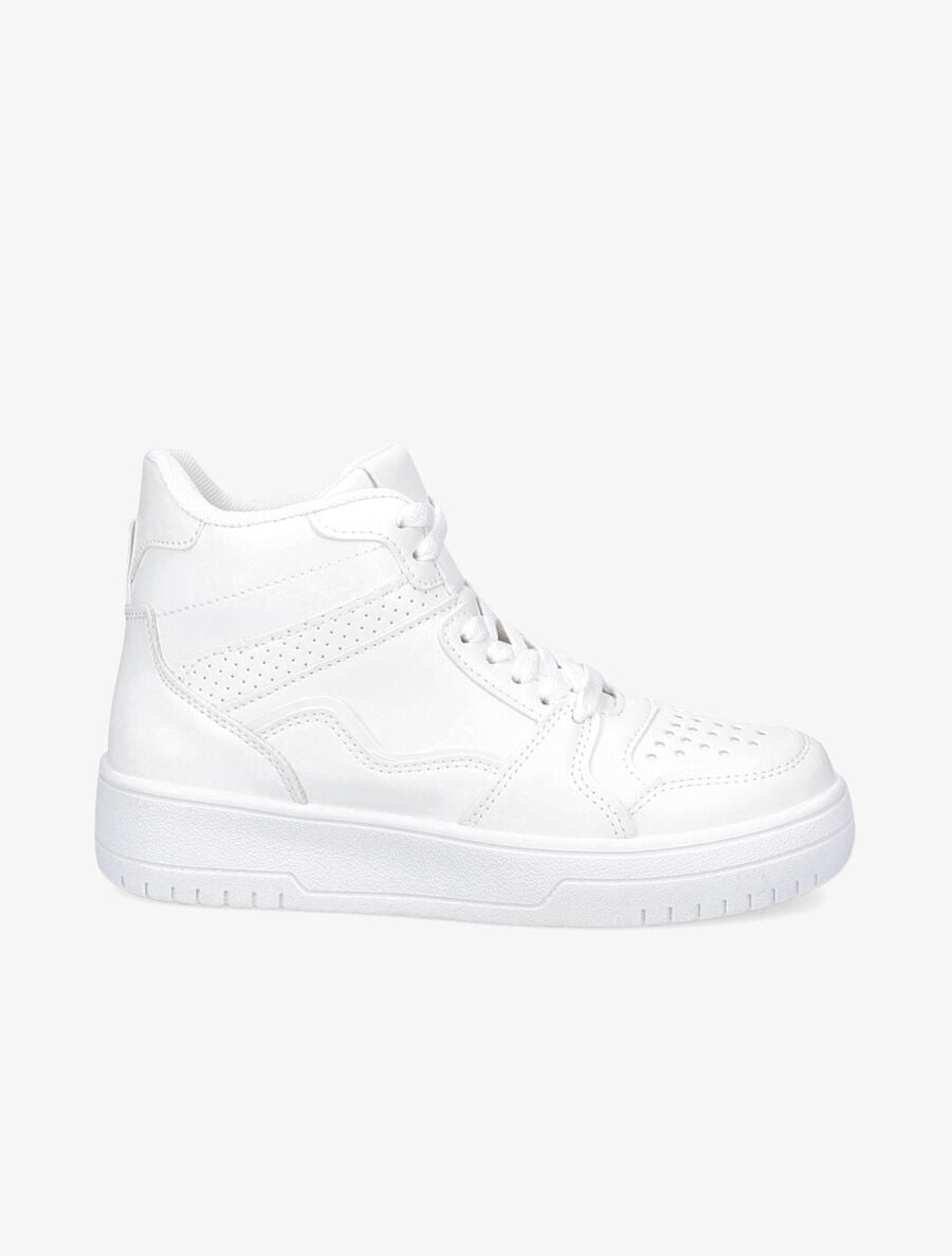 Sneakers montantes en simili - Blanc - 1