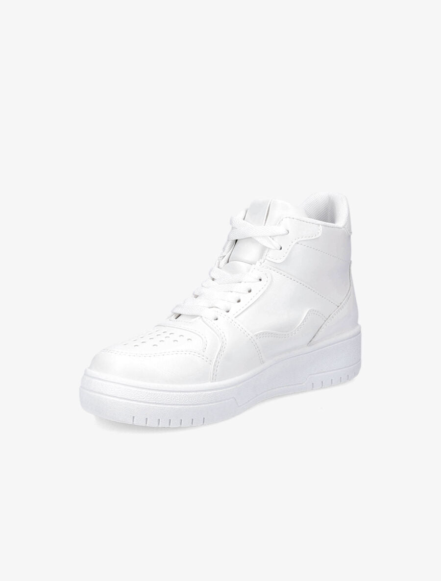 Sneakers montantes en simili - Blanc - 3