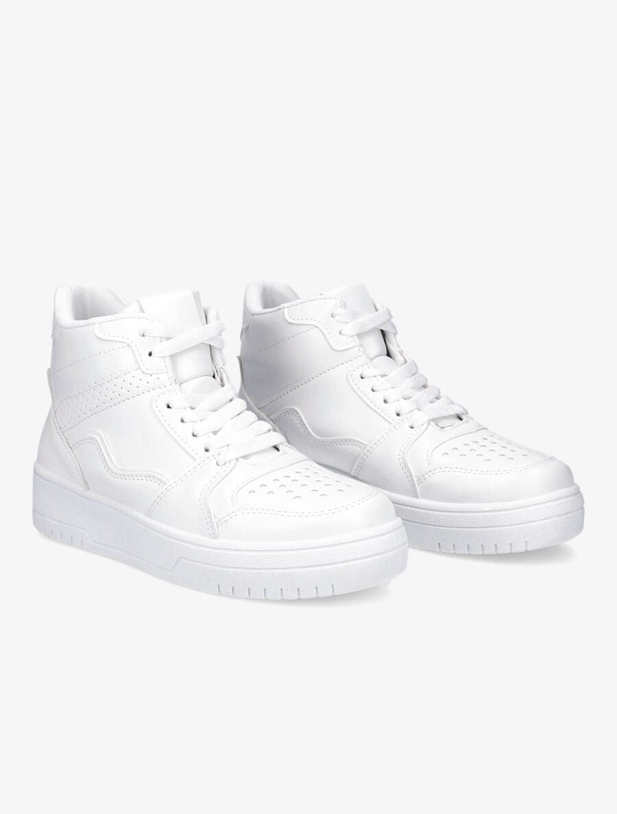 Sneakers montantes en simili - Blanc - 4