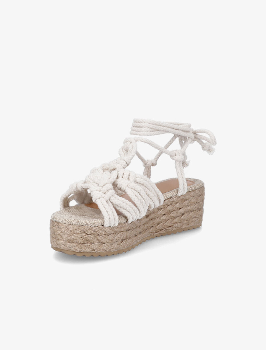 Sandales style corde à plateforme - Beige - 3