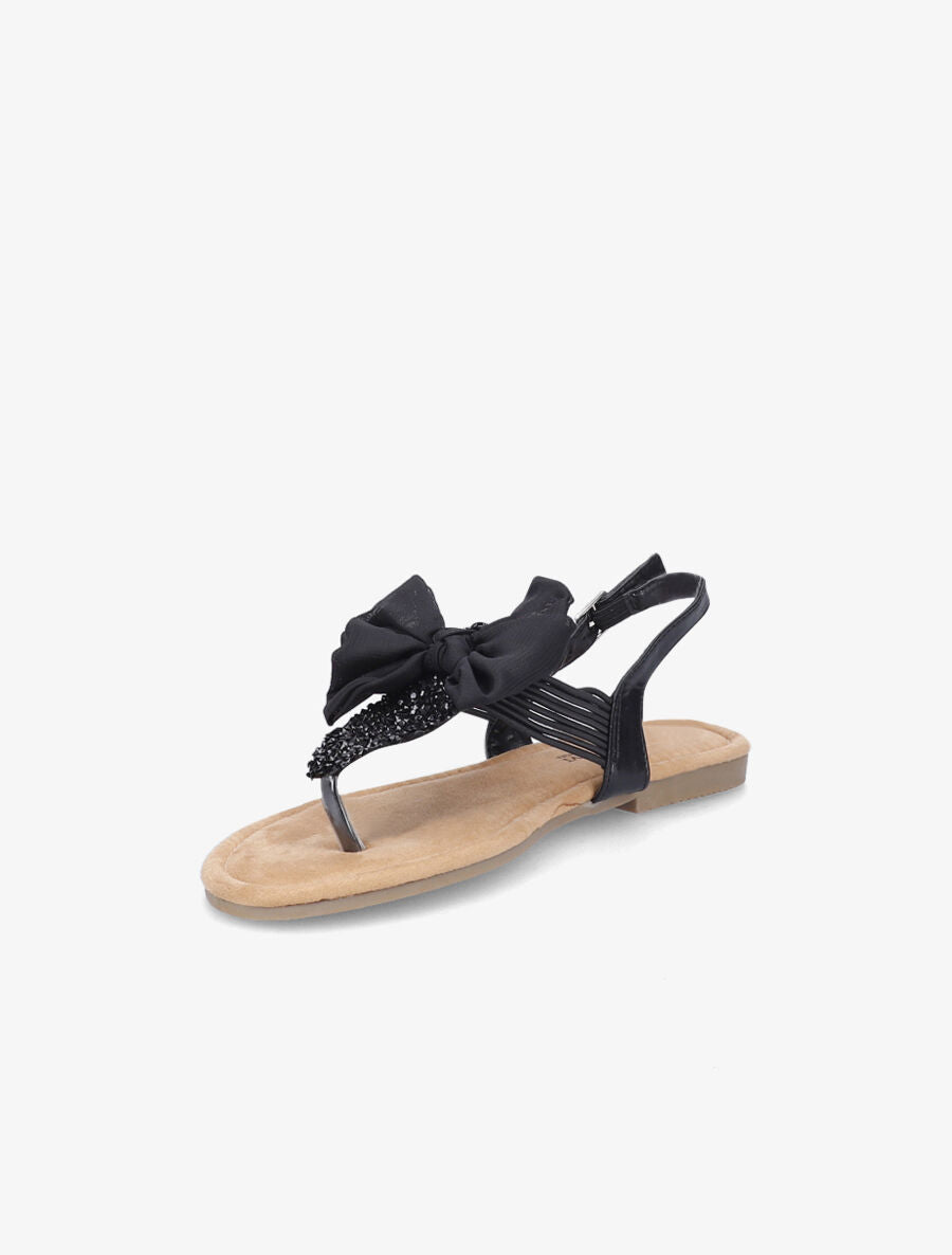 Nu-pieds à noeud et à strass - Noir - 3