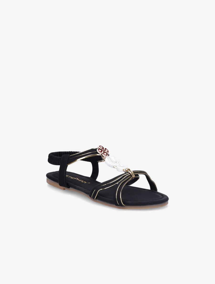 Nu-pieds à empiècements effet marbre - Noir - 6