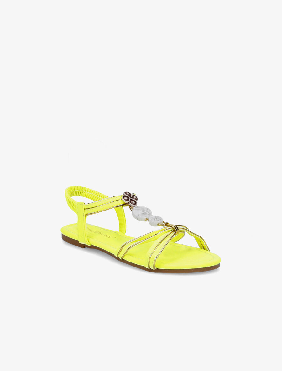 Nu-pieds à empiècements effet marbre - Jaune fluo - 5