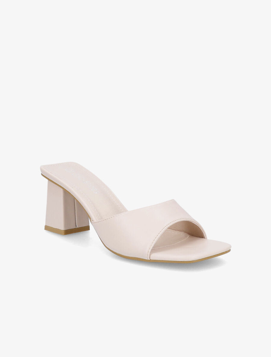 Mules à bout carré - Beige - 3