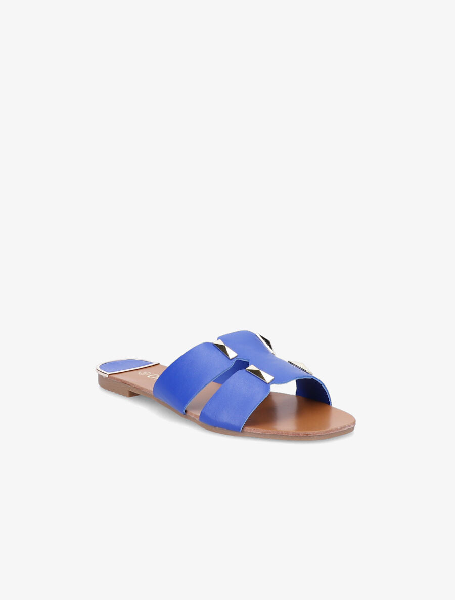Claquettes à empiècement doré - Bleu - 2