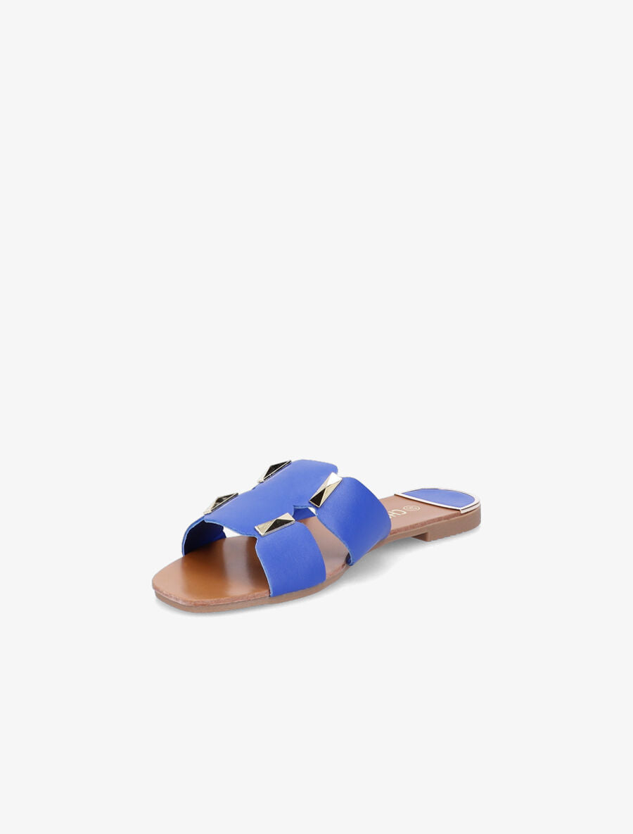 Claquettes à empiècement doré - Bleu - 3