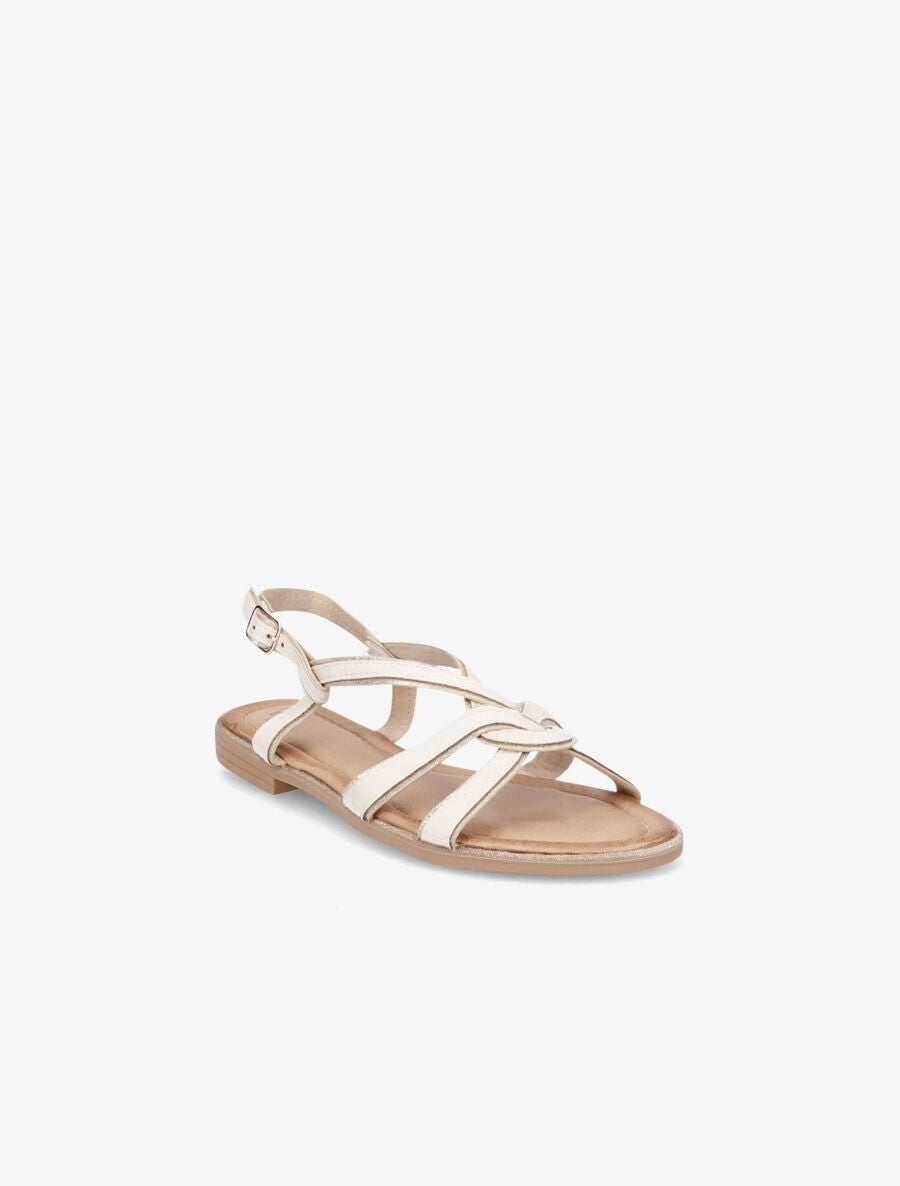 Nu-pieds en suédine à ganses entrelacées - Beige - 2