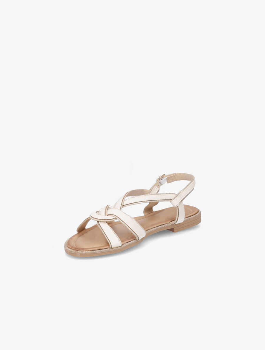 Nu-pieds en suédine à ganses entrelacées - Beige - 3