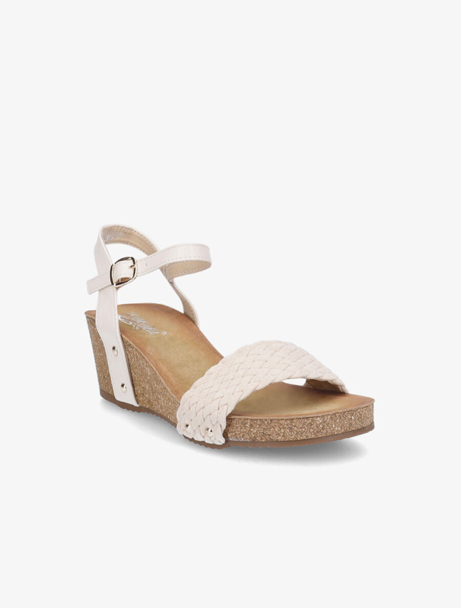 Sandales compensées tressées - Beige - 2