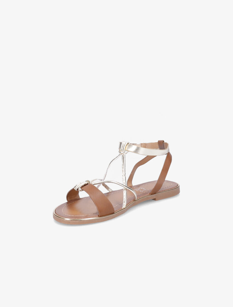 Nu-pieds à ganses et brides irisées - Camel - 3