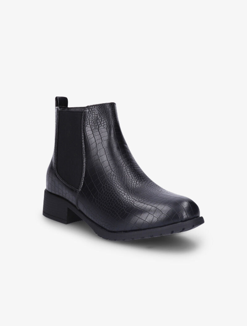 Bottines effet croco - Noir - 3