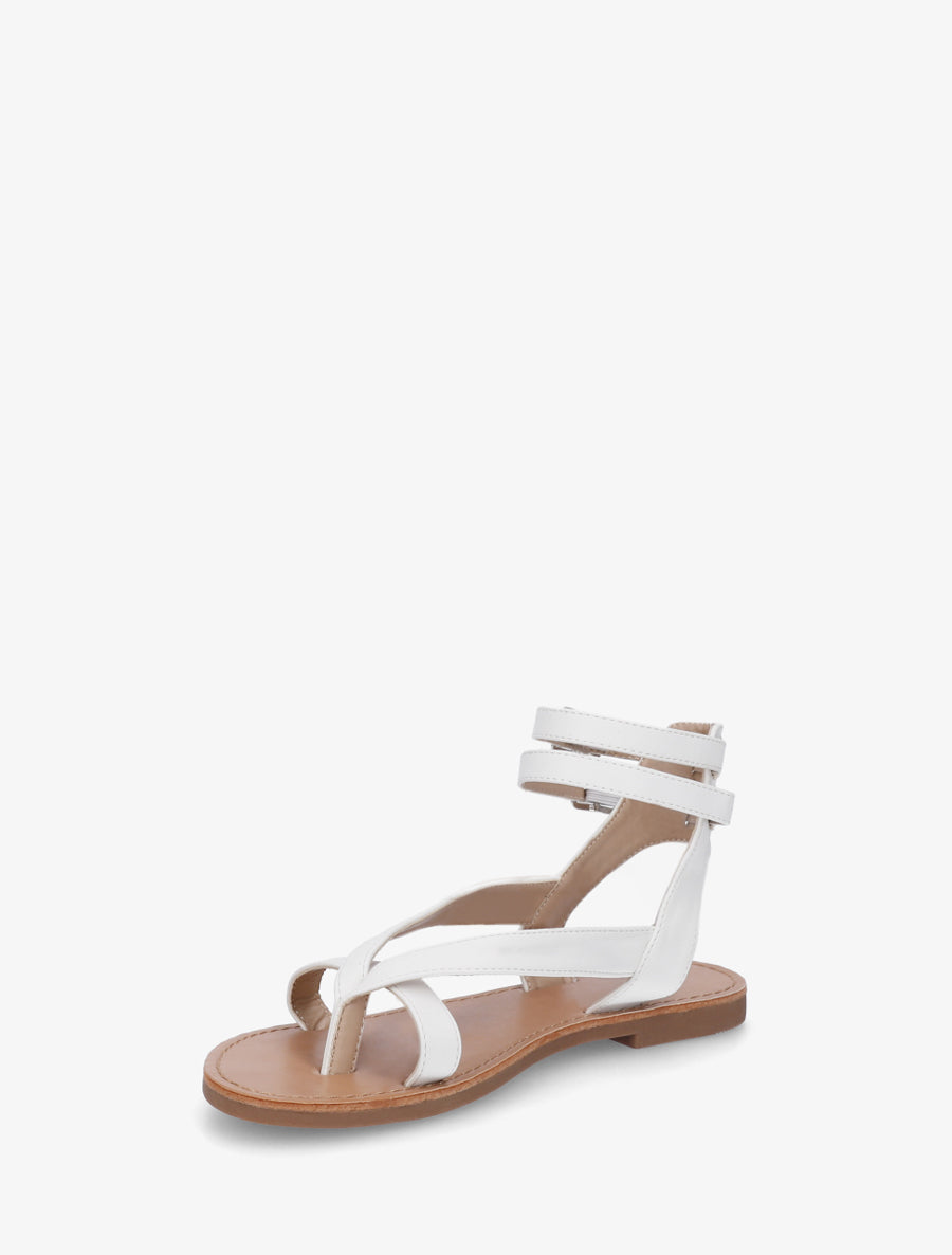 Nu-pieds uni en simili à double boucles - Blanc - 3
