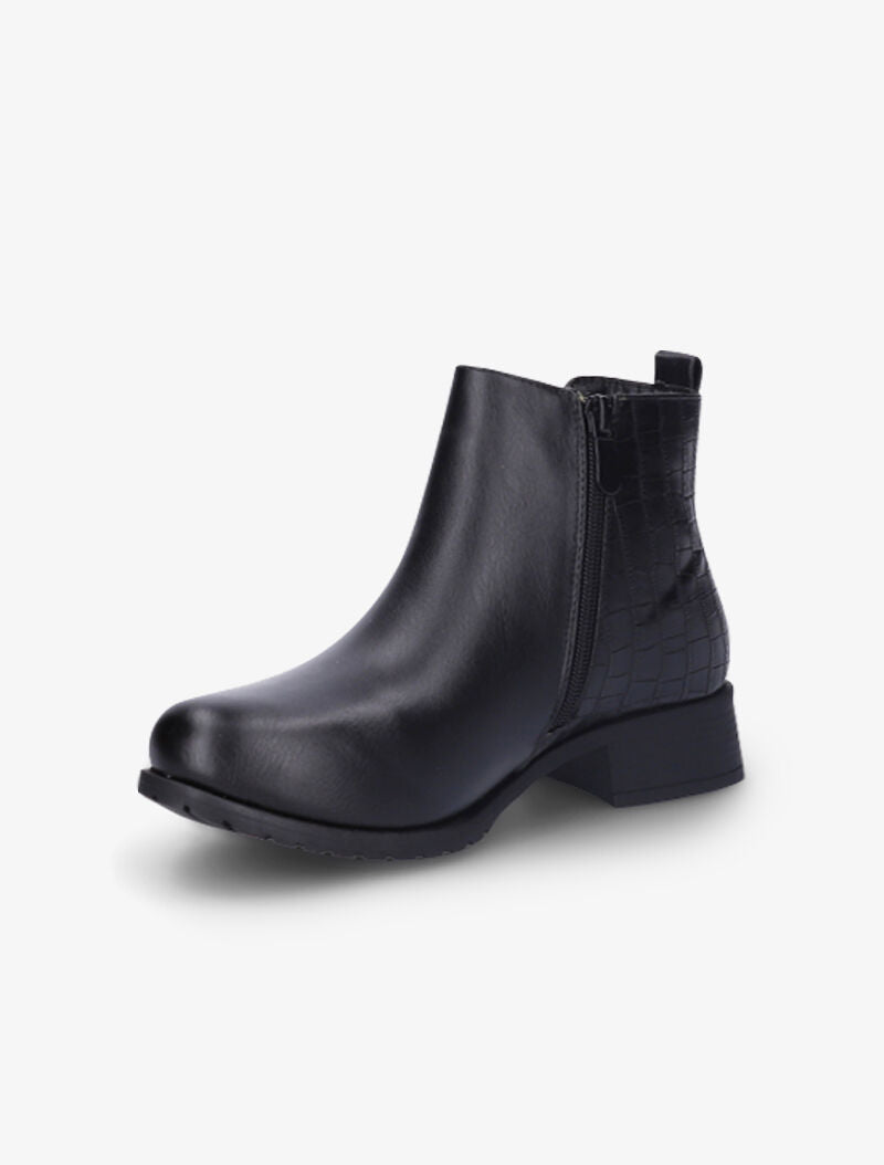 Bottines à contrefort effet croco - Noir - 4
