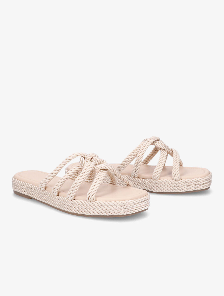 Claquettes à ganses entelacées - Beige - 4