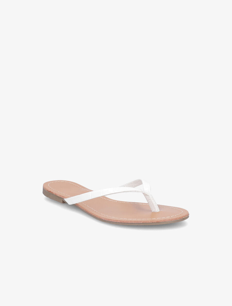 Tongs classiques en simili effet croco - Blanc - 2