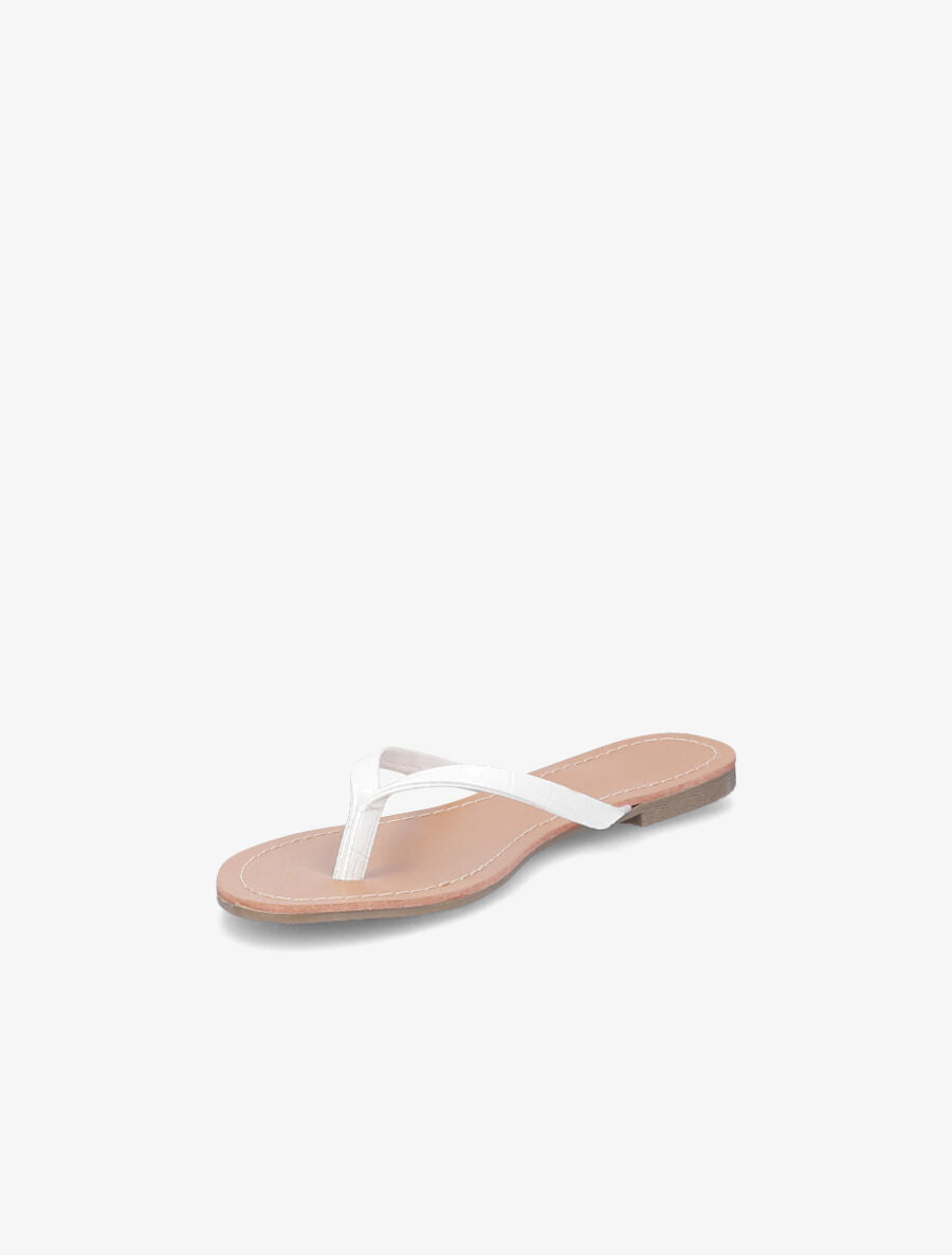 Tongs classiques en simili effet croco - Blanc - 3