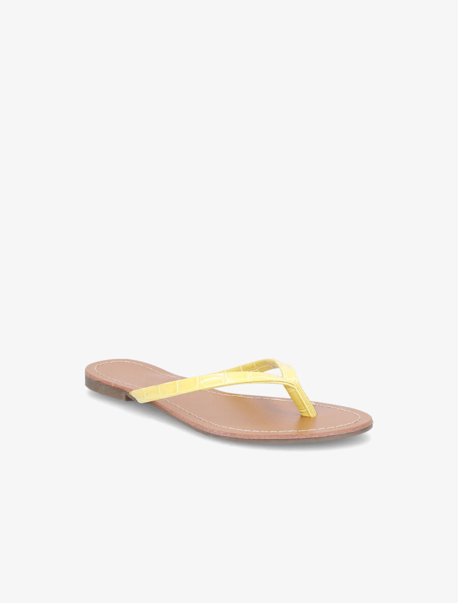 Tongs classiques en simili effet croco - Jaune - 2