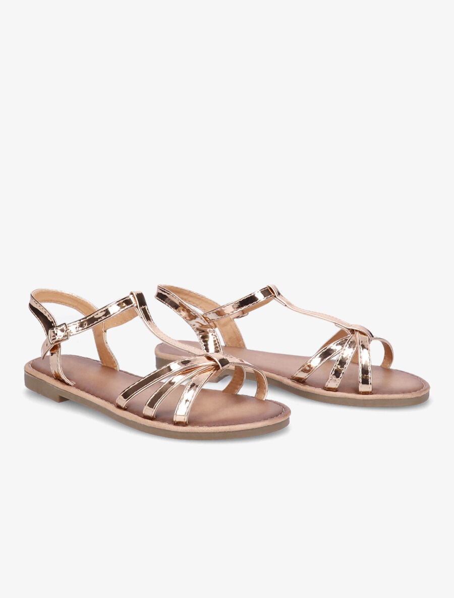 Nu-pieds vernis croisés - Rose gold - 4