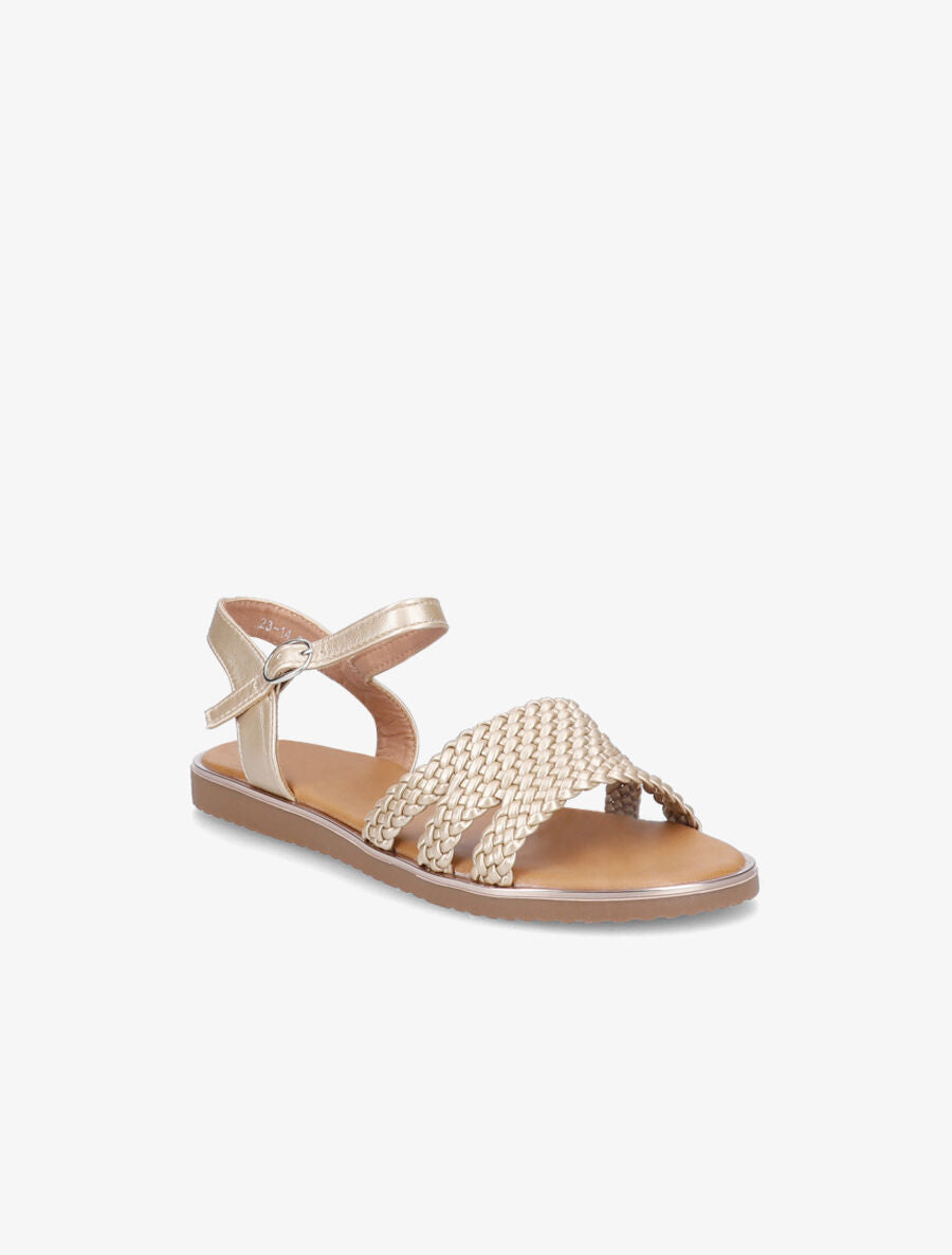 Nu-pieds en simili tressé - Or - 2