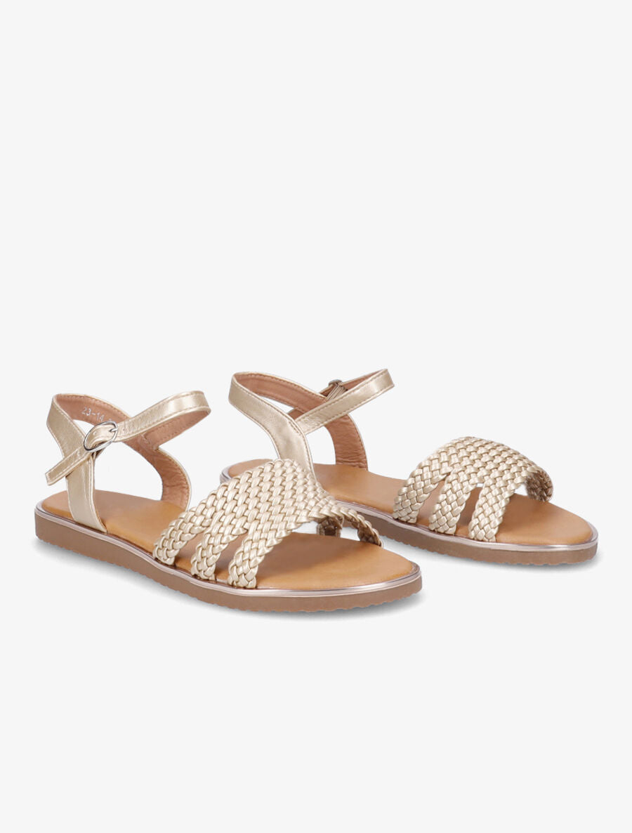 Nu-pieds en simili tressé - Or - 4