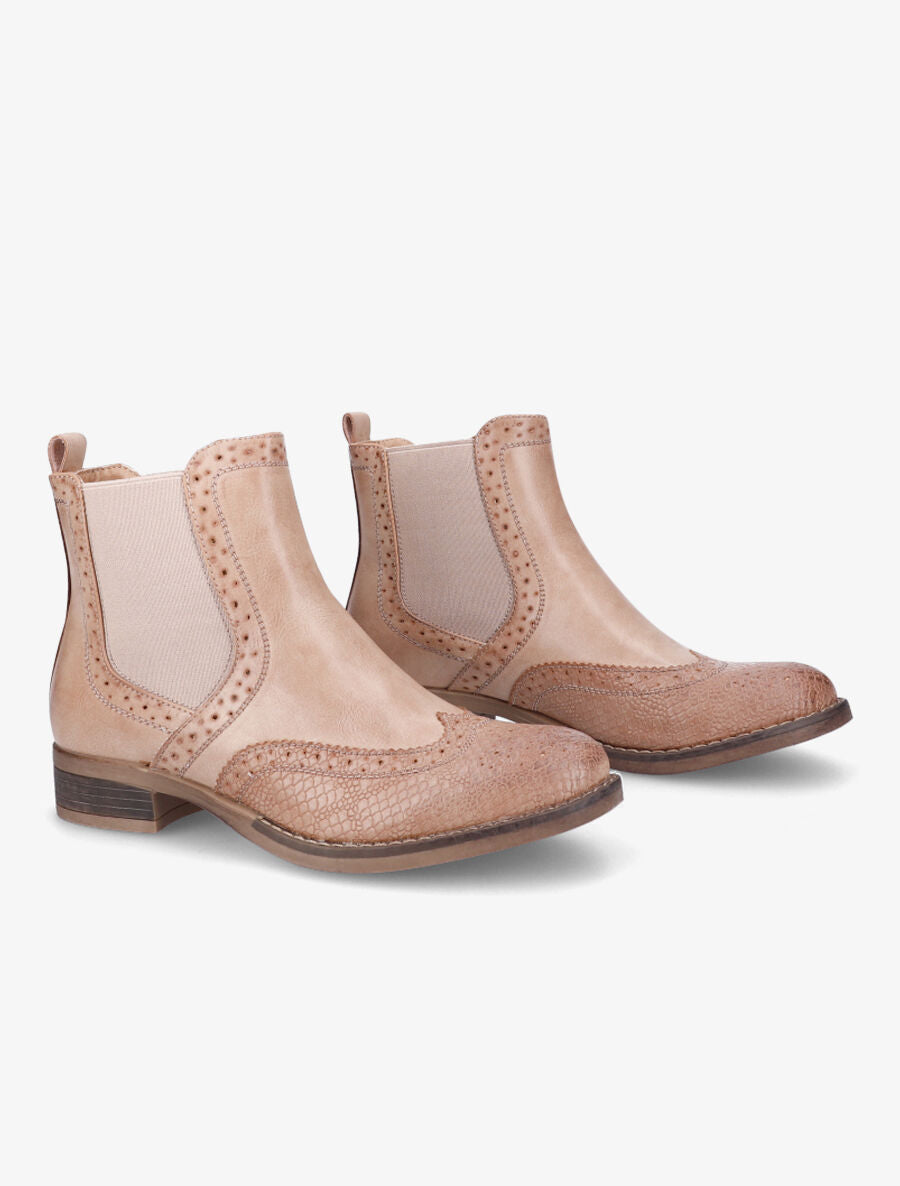 Bottines bi-matière effet patiné - Marron clair - 4