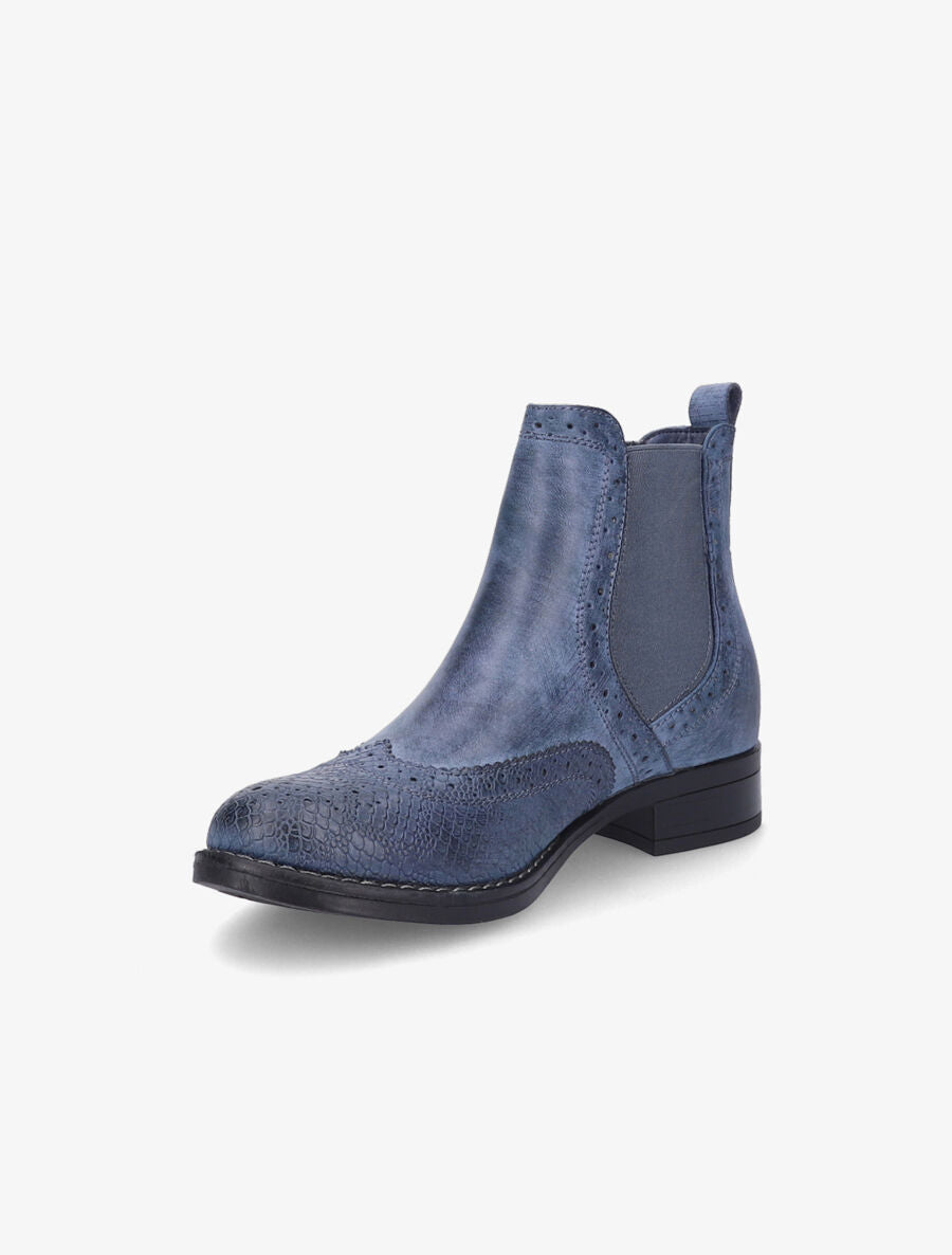 Bottines bi-matière effet patiné - Bleu - 3