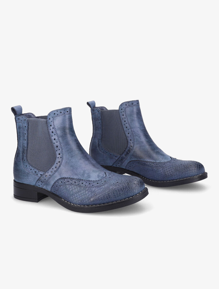 Bottines bi-matière effet patiné - Bleu - 4