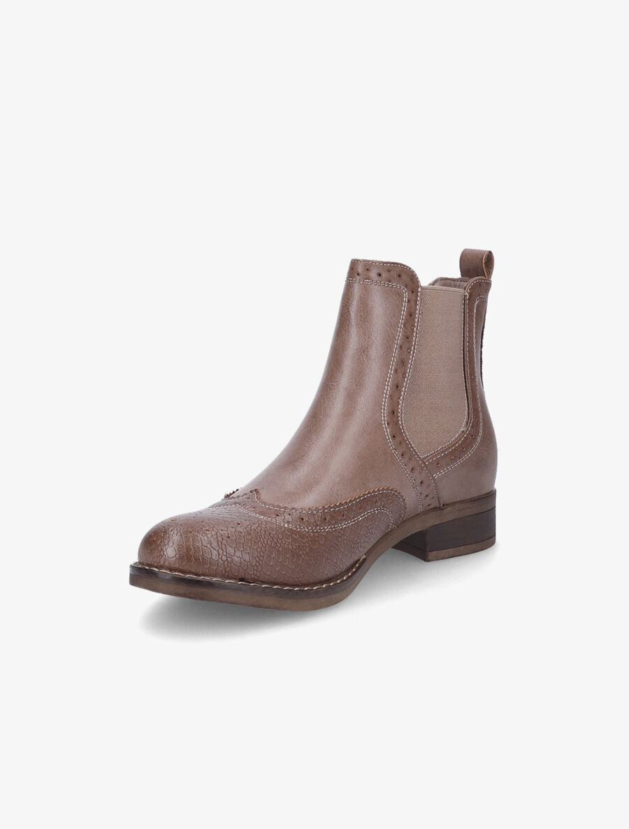 Bottines bi-matière effet patiné - Taupe - 3