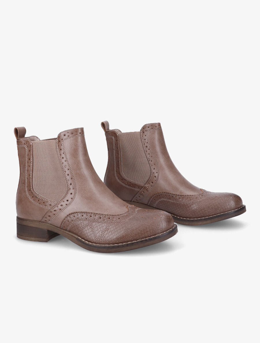 Bottines bi-matière effet patiné - Taupe - 4