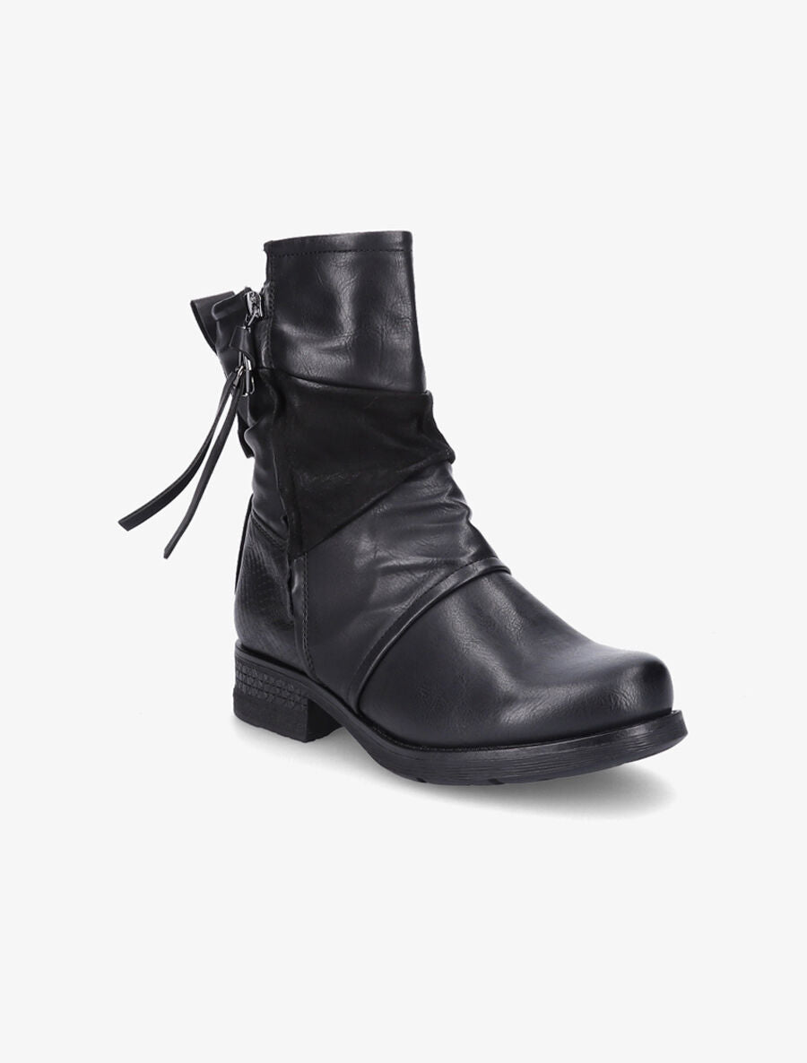 Boots montantes à contrefort python - Noir - 2