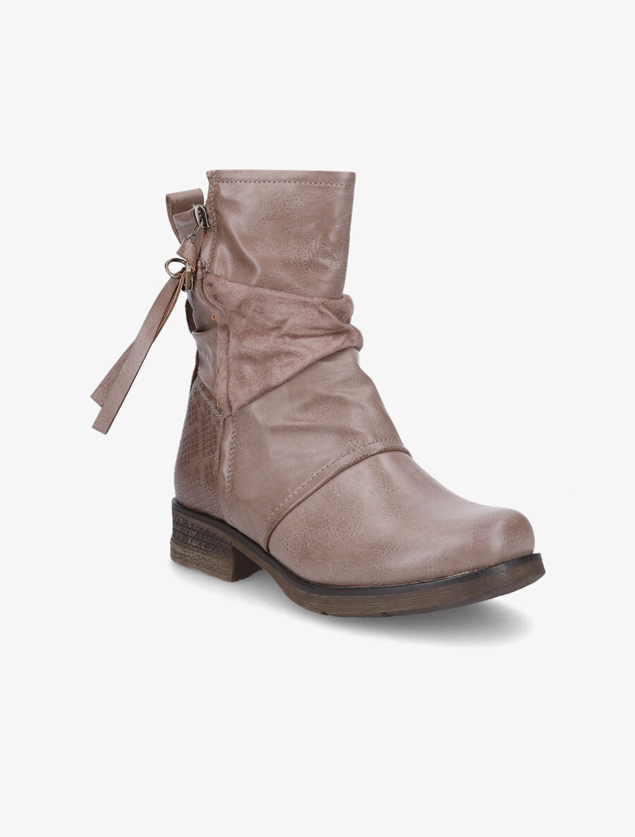 Boots montantes à contrefort python - Taupe - 2