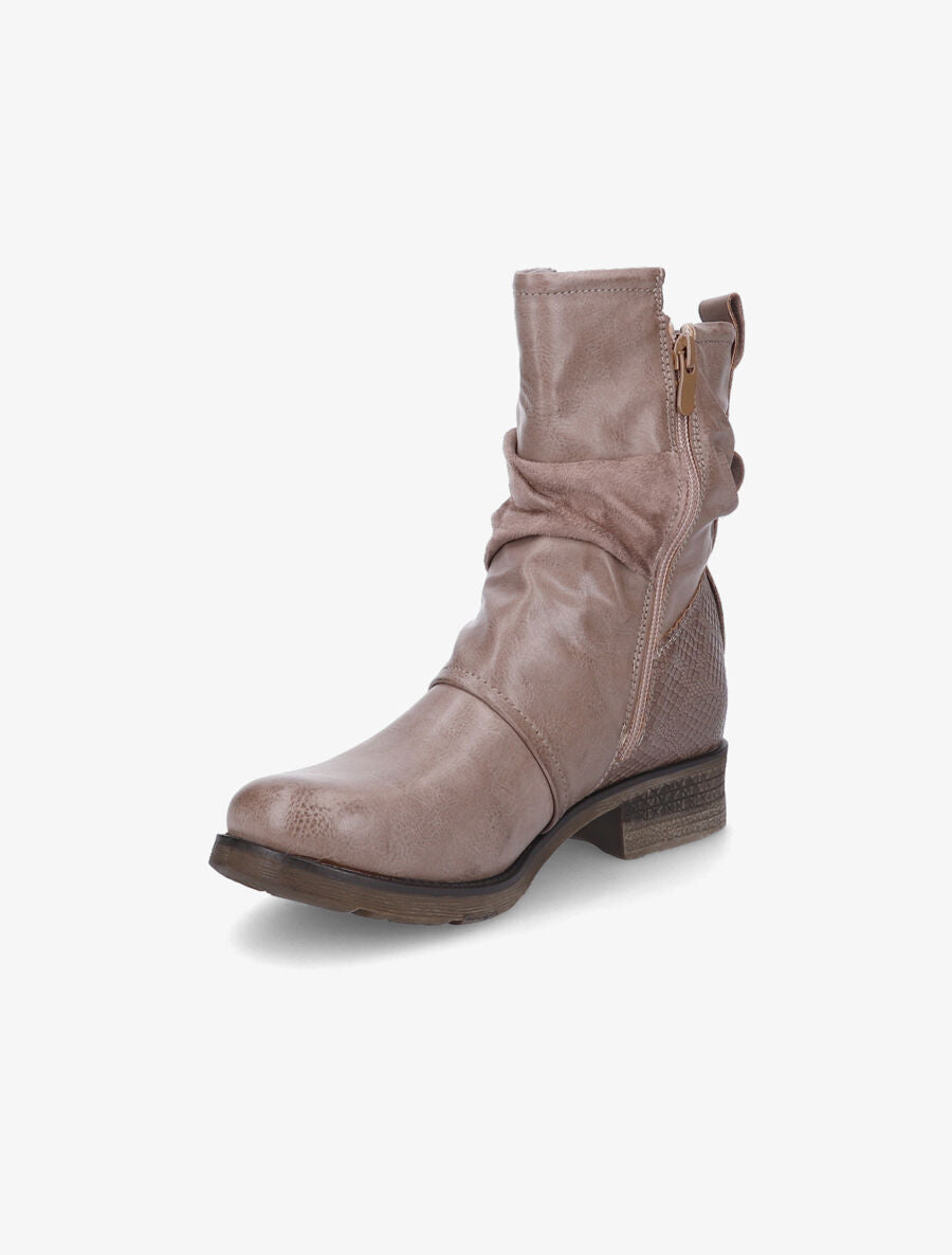Boots montantes à contrefort python - Taupe - 3