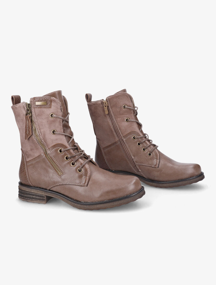 Boots montantes à lacets - Taupe - 4
