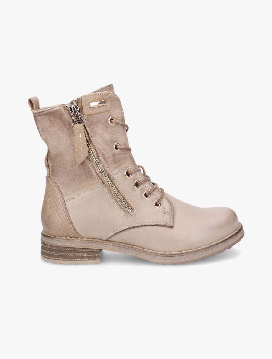 Boots montantes à lacets - Beige - 5