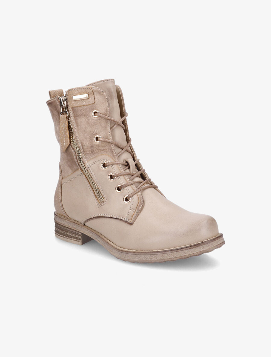 Boots montantes à lacets - Beige - 2