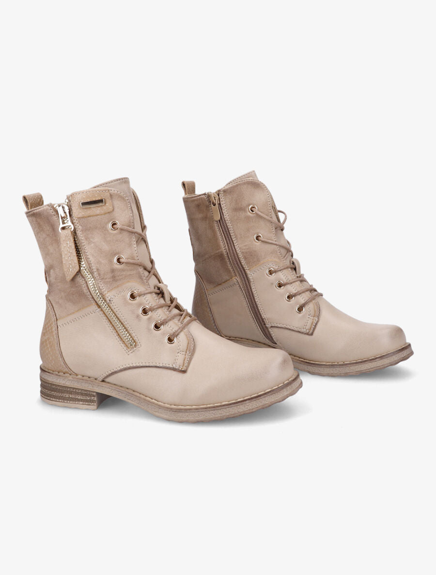 Boots montantes à lacets - Beige - 4
